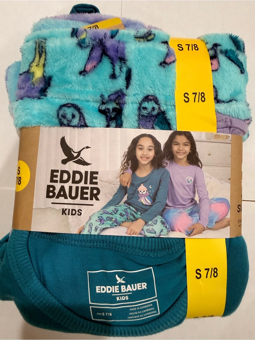 Eddie Bauer Kids Teal and Aqua Plush Fleece Pajama Set